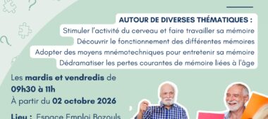France Services Bozouls vous propose des Ateliers mémoire